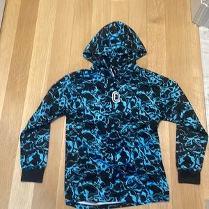 Black and Blue Overtime Hoodie, SZ SMALL Adlt, GENTLY USED